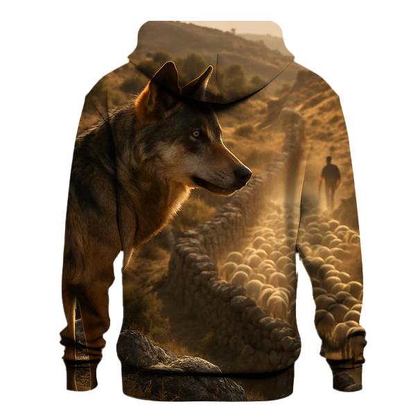Iberian Wolf At The Transhumance Crossing printed hoodies