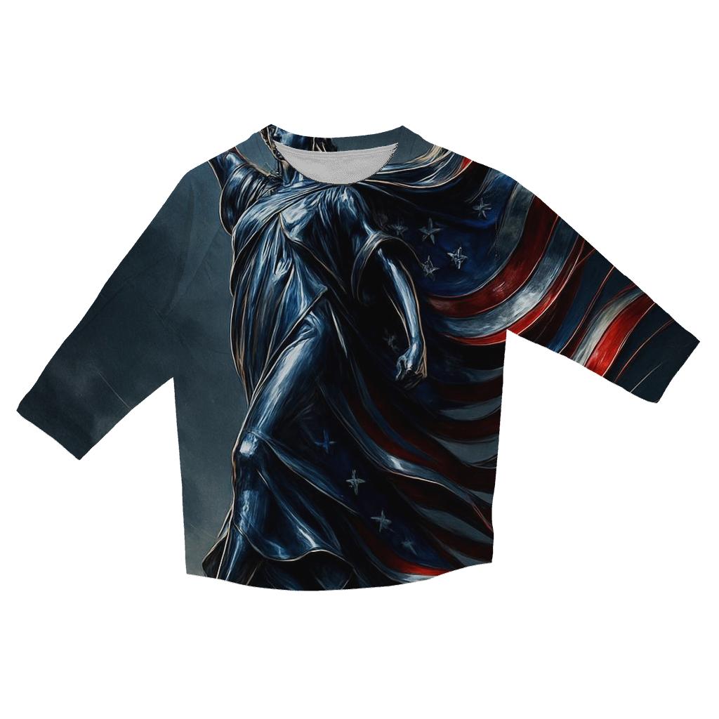 Chrome Liberty Surge Flag printed three quarter sleeve shirts