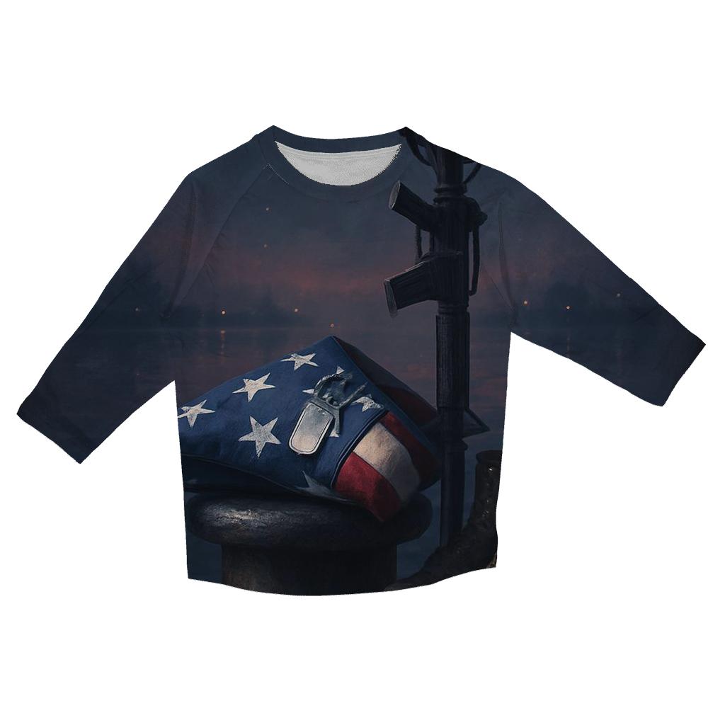 Memorial Harbor Folded Flag Vigil personalized 3/4 sleeve tees