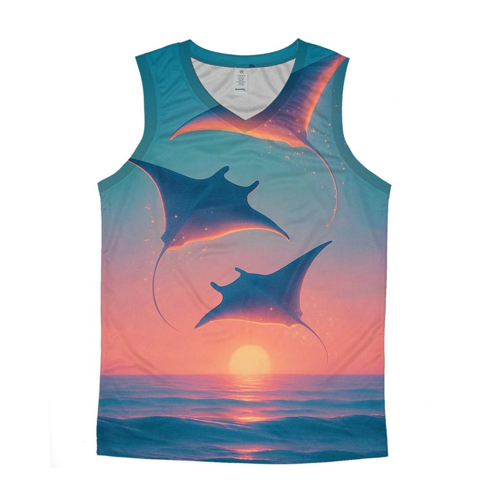 Manta Rays Of The Afterglow Sea sports performance tank tops