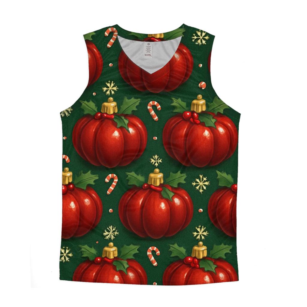 Crimson Ornament Pumpkins Tessellation On Pine Green Background designer workout tanks
