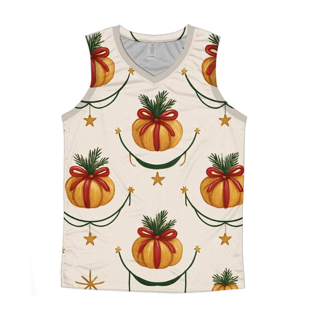 Ivory Snowfall Pumpkin Garland Grid On White Background designer workout tanks