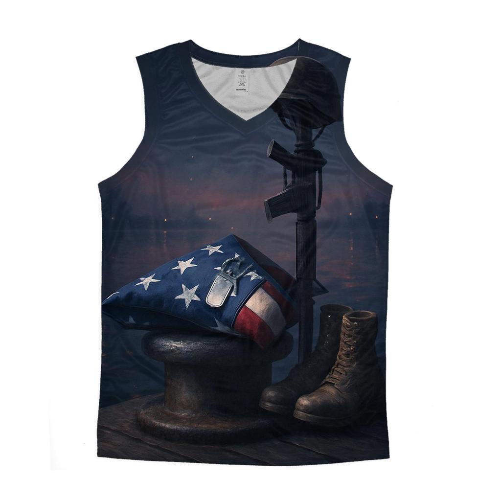 Memorial Harbor Folded Flag Vigil trendy fitted tank tops