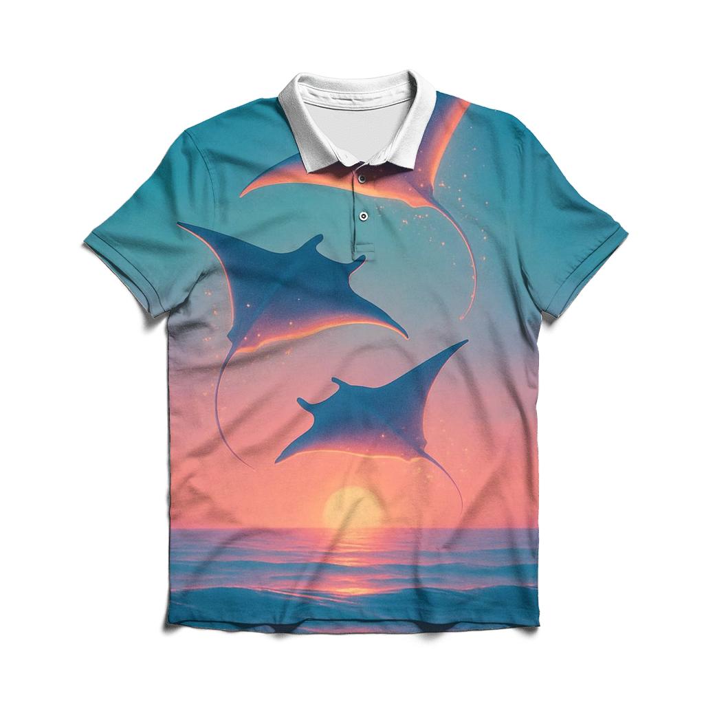 Manta Rays Of The Afterglow Sea casual sports polo shirts