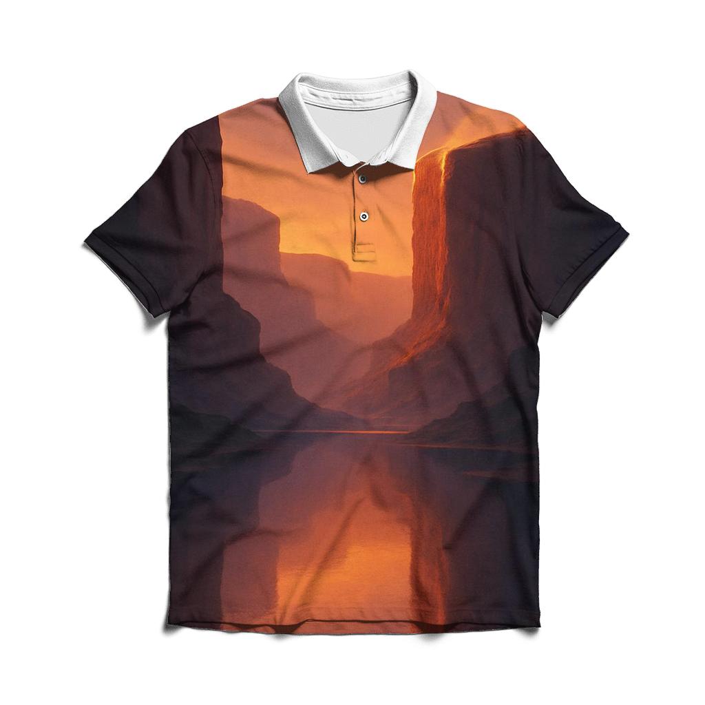 Canyon Mirror At Golden Dusk branded logo polo shirts