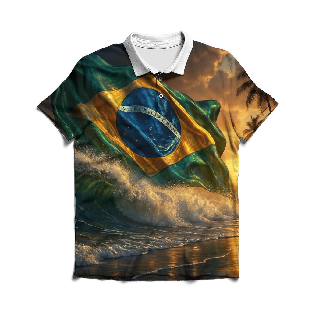 Samba Coast Metallic Flag Surge embroidered polo tops