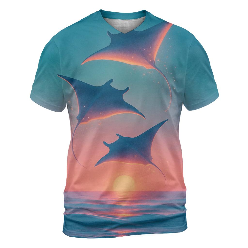 Manta Rays Of The Afterglow Sea unique graphic print tees