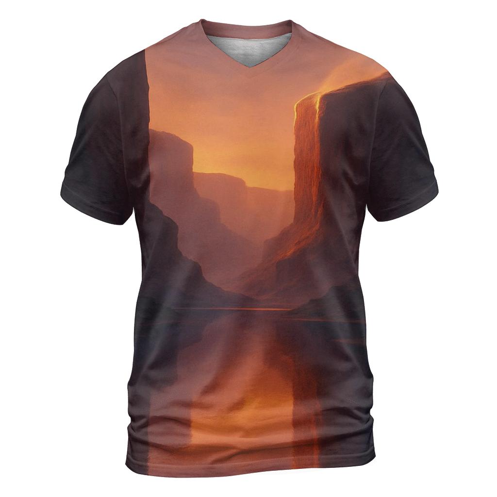 Canyon Mirror At Golden Dusk artistic all-over print tops