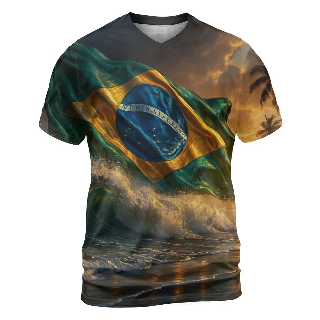 Samba Coast Metallic Flag Surge trendy printed shirt styles