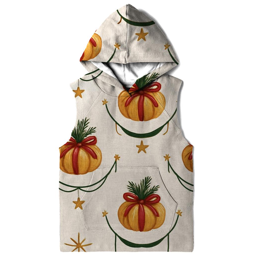 Ivory Snowfall Pumpkin Garland Grid On White Background printed hoodies