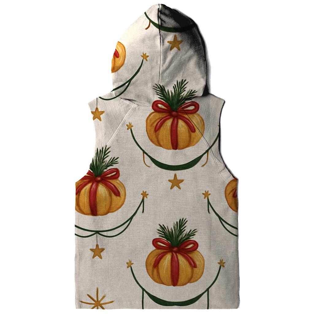 Ivory Snowfall Pumpkin Garland Grid On White Background printed hoodies