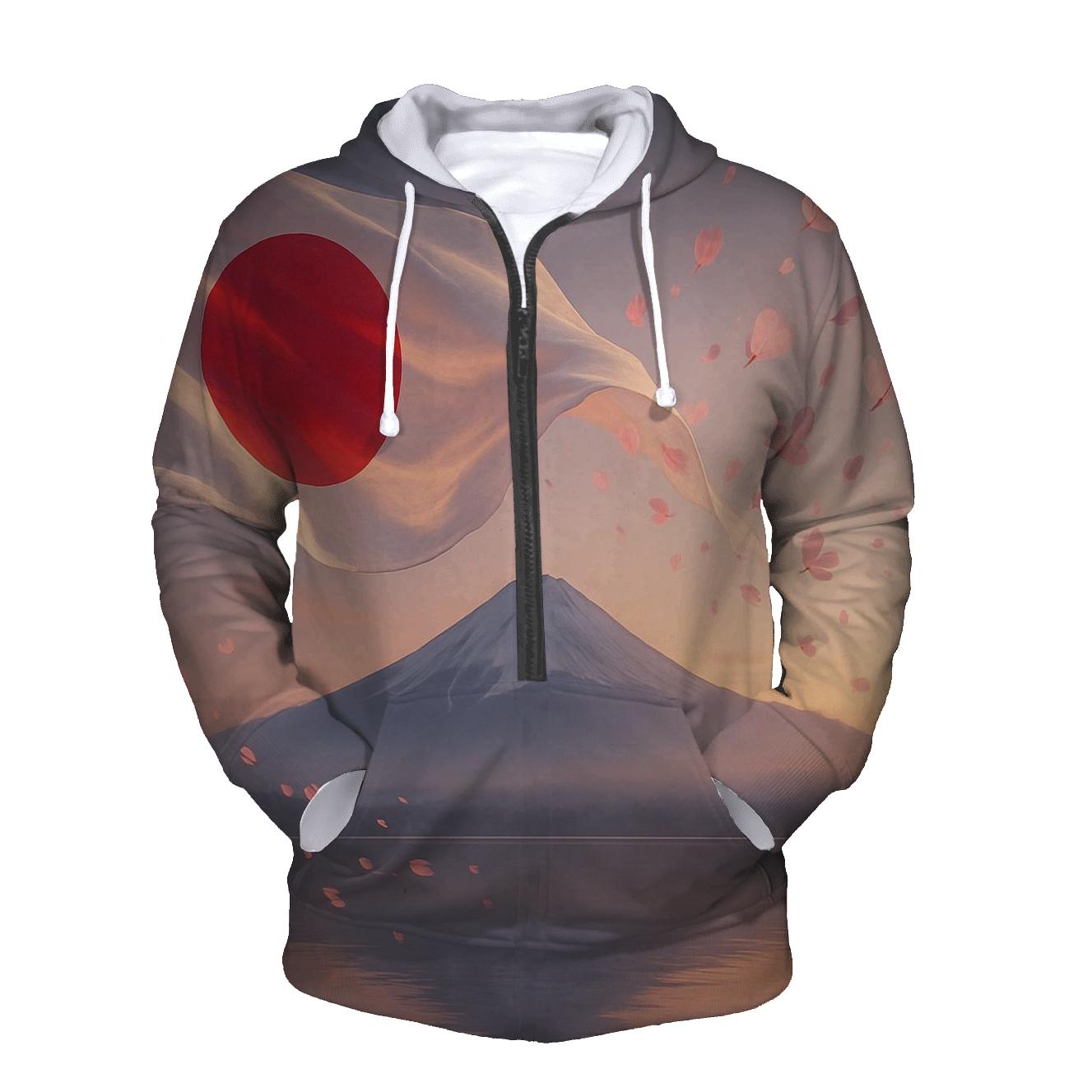 Aurora Over Mount Fuji Flag Dream heavyweight hoodies