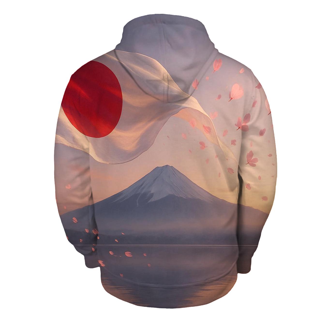 Aurora Over Mount Fuji Flag Dream heavyweight hoodies