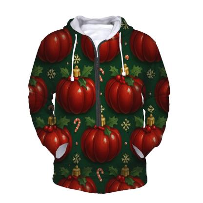 Crimson Ornament Pumpkins Tessellation On Pine Green Background pullover hoodies
