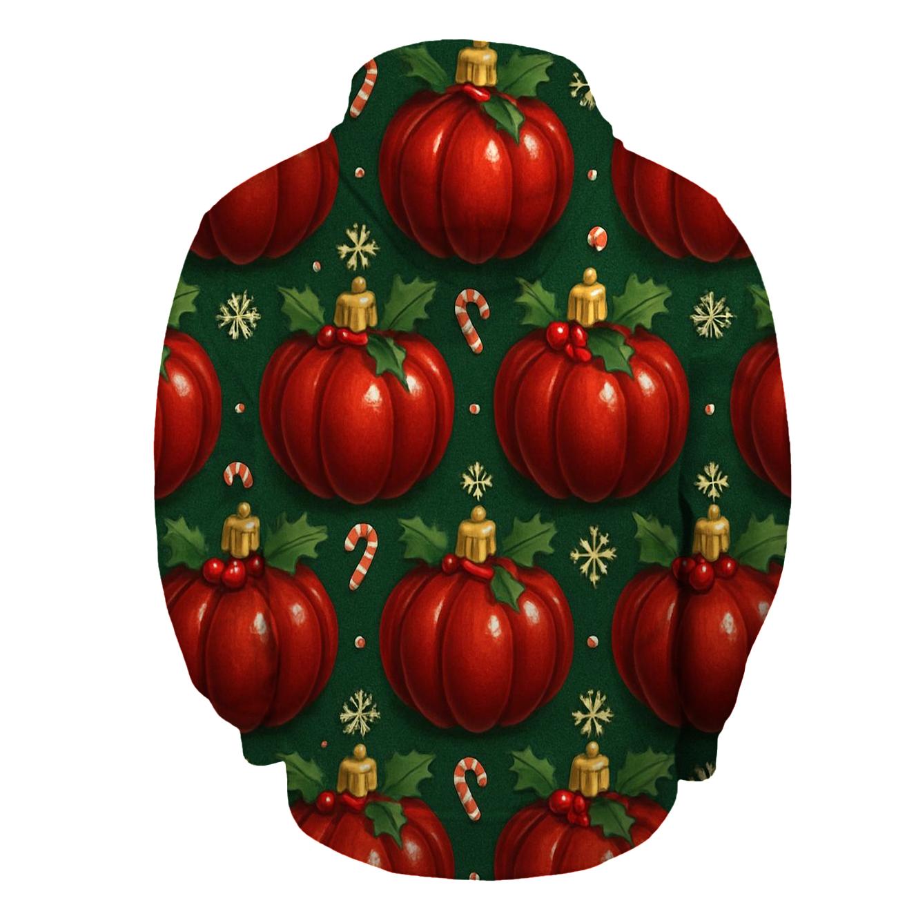Crimson Ornament Pumpkins Tessellation On Pine Green Background pullover hoodies