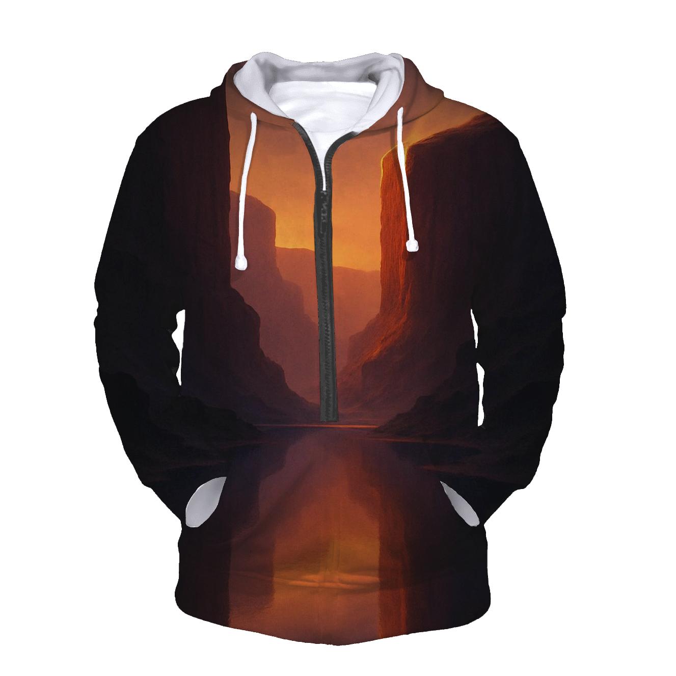 Canyon Mirror At Golden Dusk heavyweight hoodies