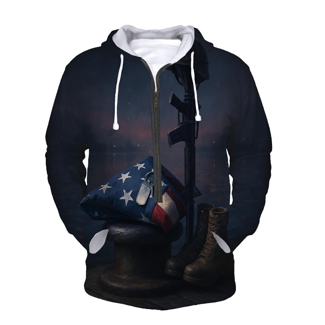 Memorial Harbor Folded Flag Vigil premium hoodies