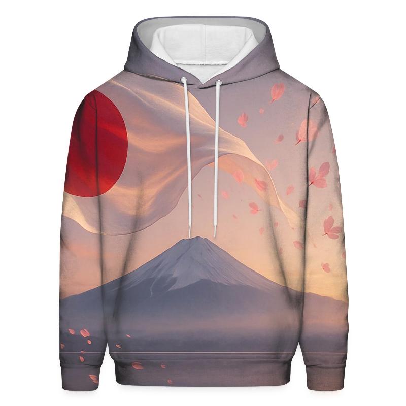 Aurora Over Mount Fuji Flag Dream printed hoodies