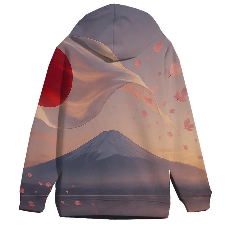Aurora Over Mount Fuji Flag Dream printed hoodies