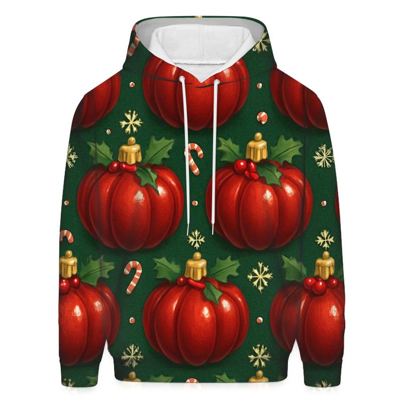 Crimson Ornament Pumpkins Tessellation On Pine Green Background hoodie designs
