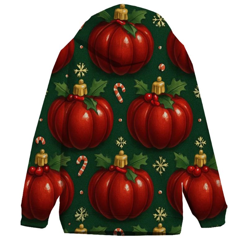 Crimson Ornament Pumpkins Tessellation On Pine Green Background hoodie designs