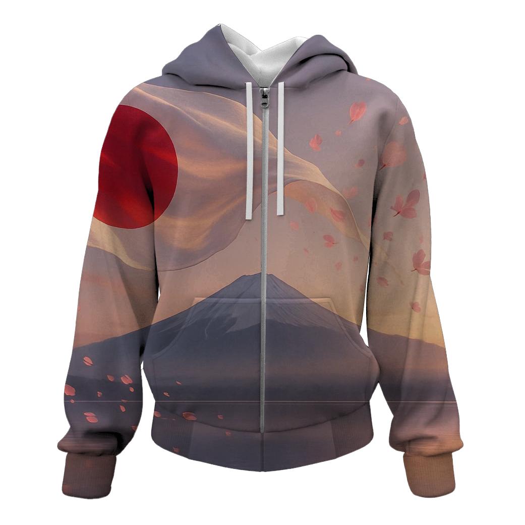 Aurora Over Mount Fuji Flag Dream premium hoodies