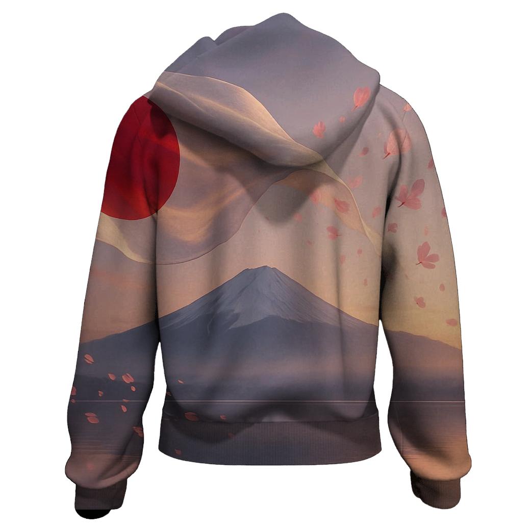Aurora Over Mount Fuji Flag Dream premium hoodies