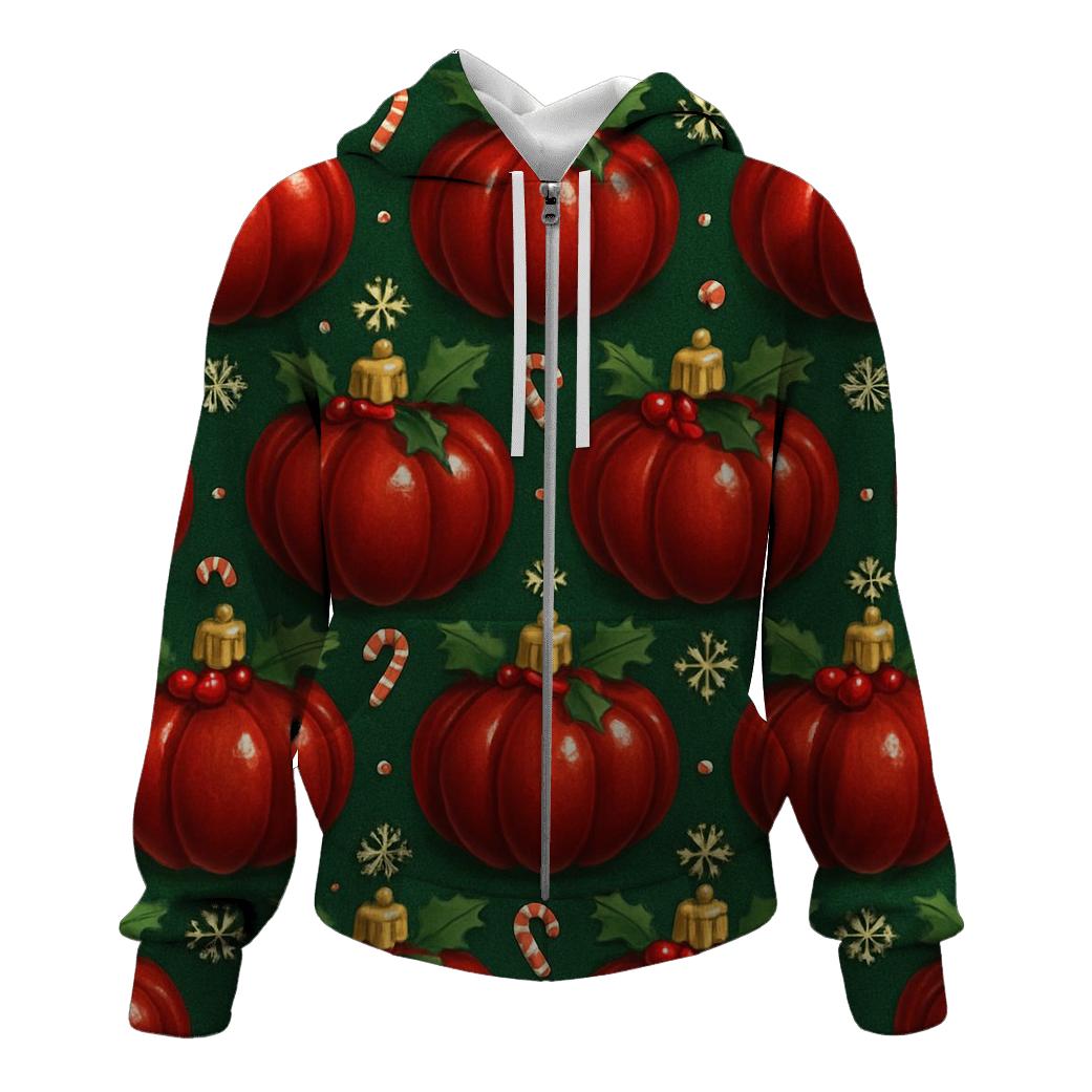 Crimson Ornament Pumpkins Tessellation On Pine Green Background pullover hoodies