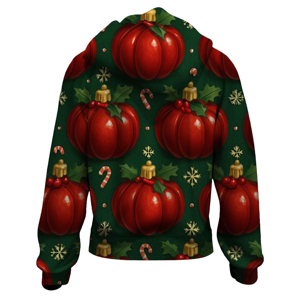 Crimson Ornament Pumpkins Tessellation On Pine Green Background pullover hoodies