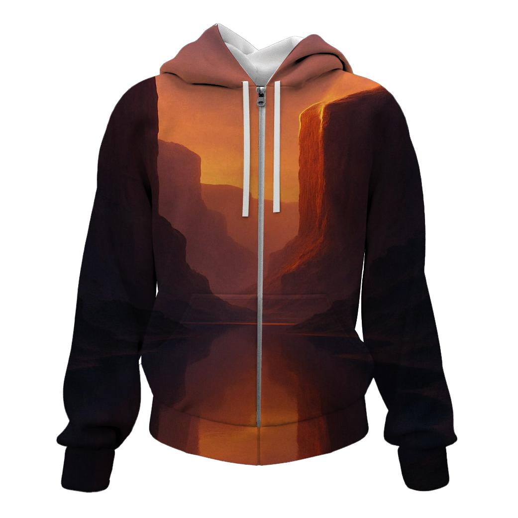 Canyon Mirror At Golden Dusk zip-up hoodies