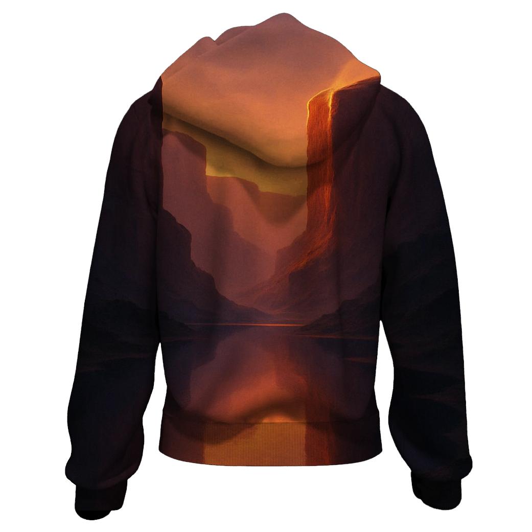 Canyon Mirror At Golden Dusk zip-up hoodies