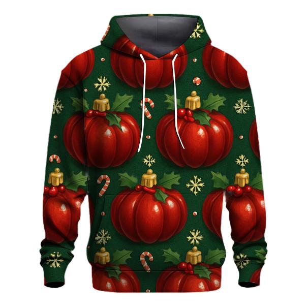 Crimson Ornament Pumpkins Tessellation On Pine Green Background pullover hoodies