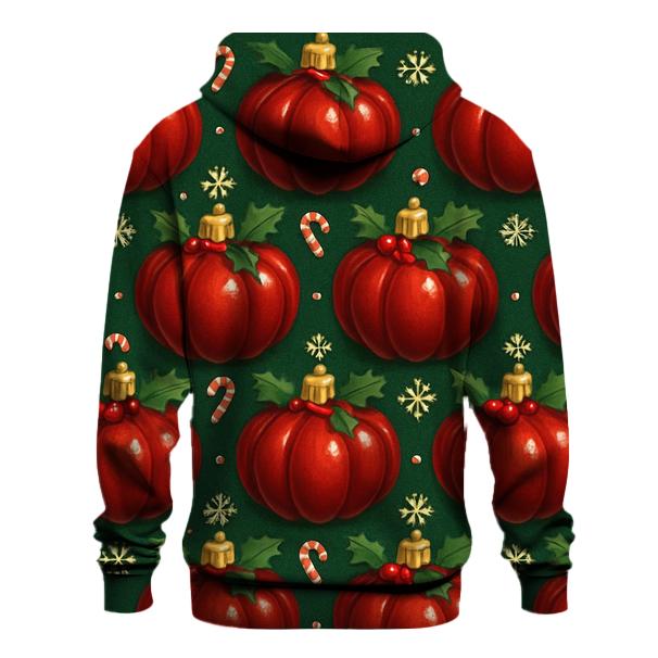 Crimson Ornament Pumpkins Tessellation On Pine Green Background pullover hoodies