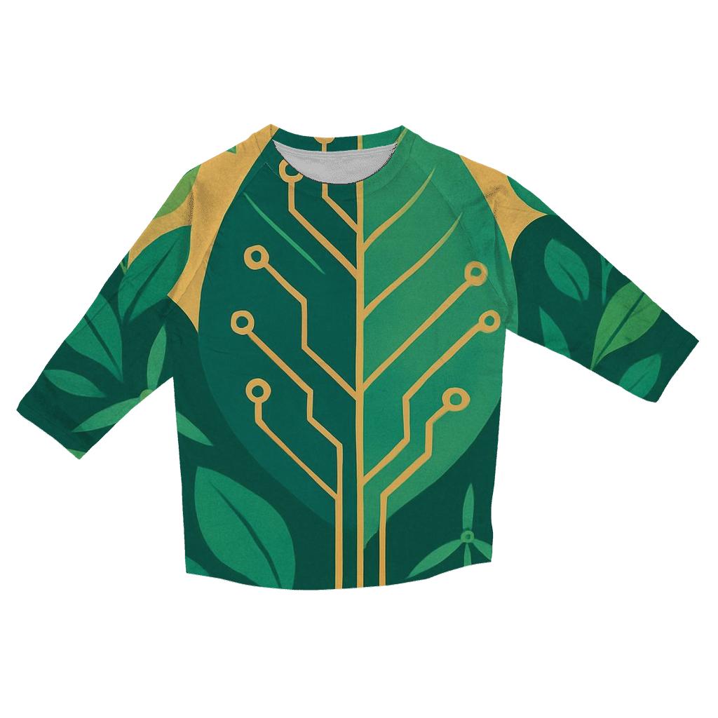 Solarpunk Botanical Circuit Poster trendy 3/4 sleeve tops