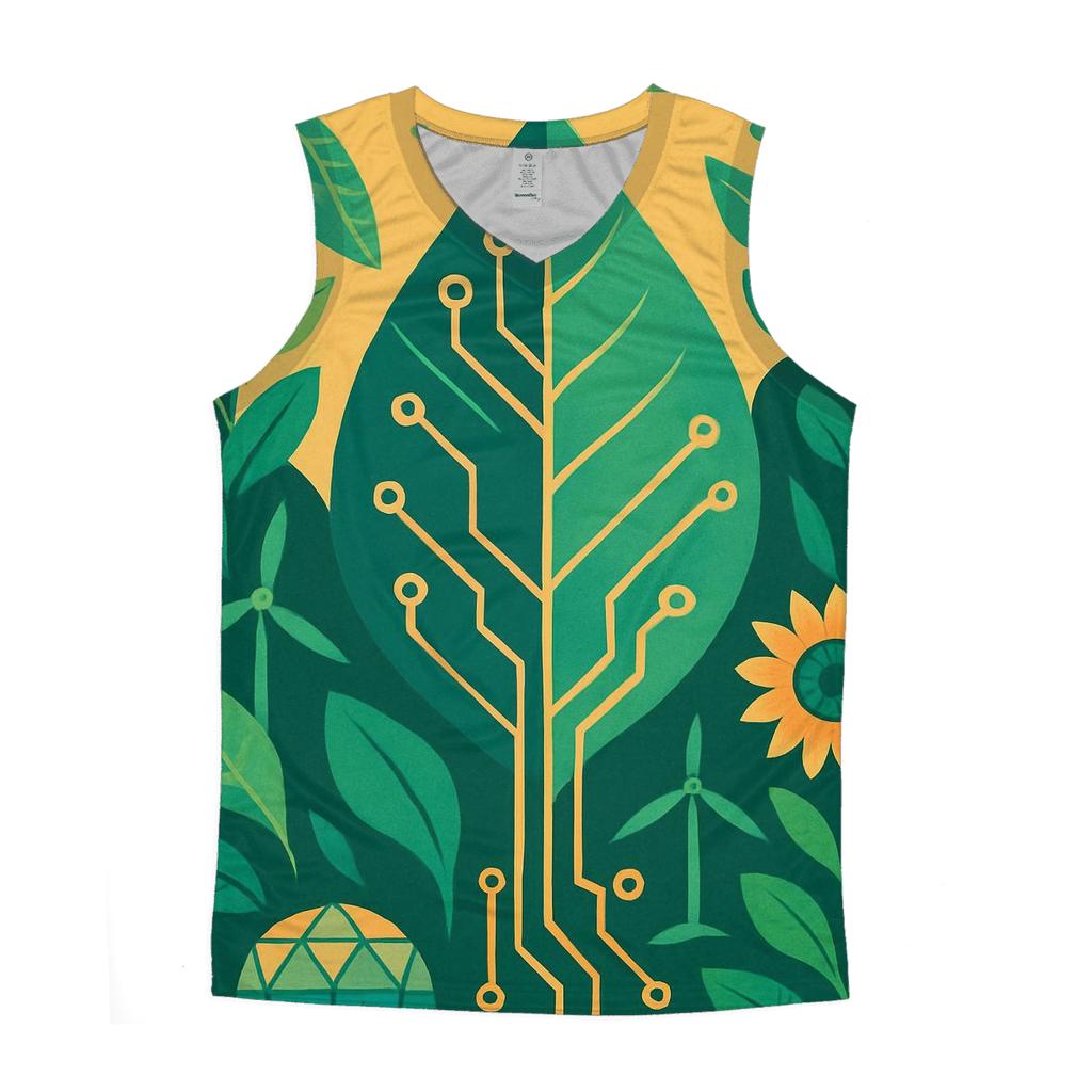 Solarpunk Botanical Circuit Poster graphic print tank tops