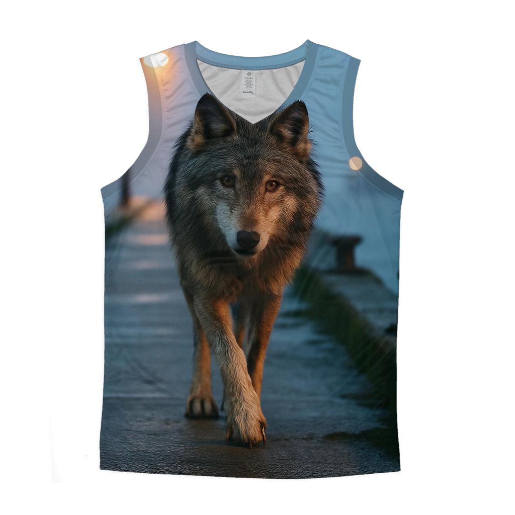 Harbor Breakwater Wolf At Blue Hour stylish racerback tanks