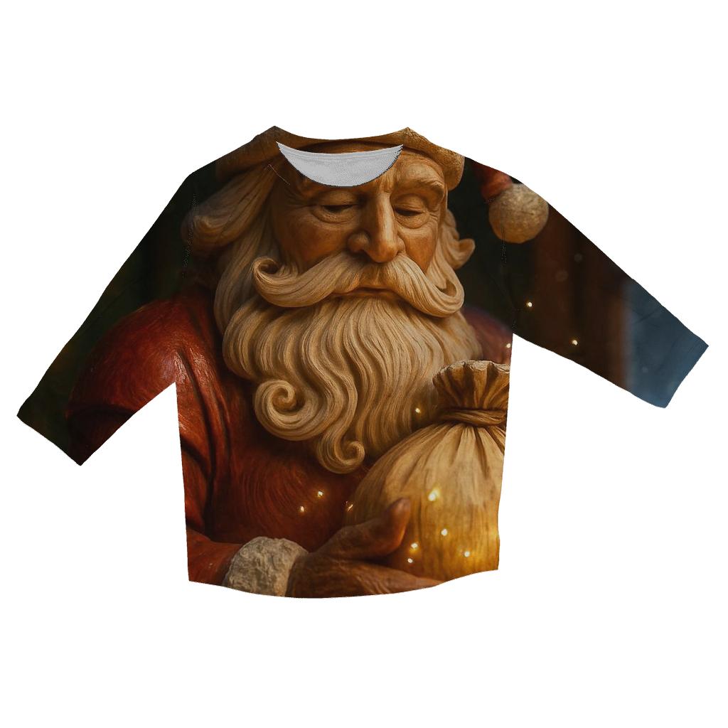 Frosted Wood Carved Santa Relic trendy 3/4 sleeve tops