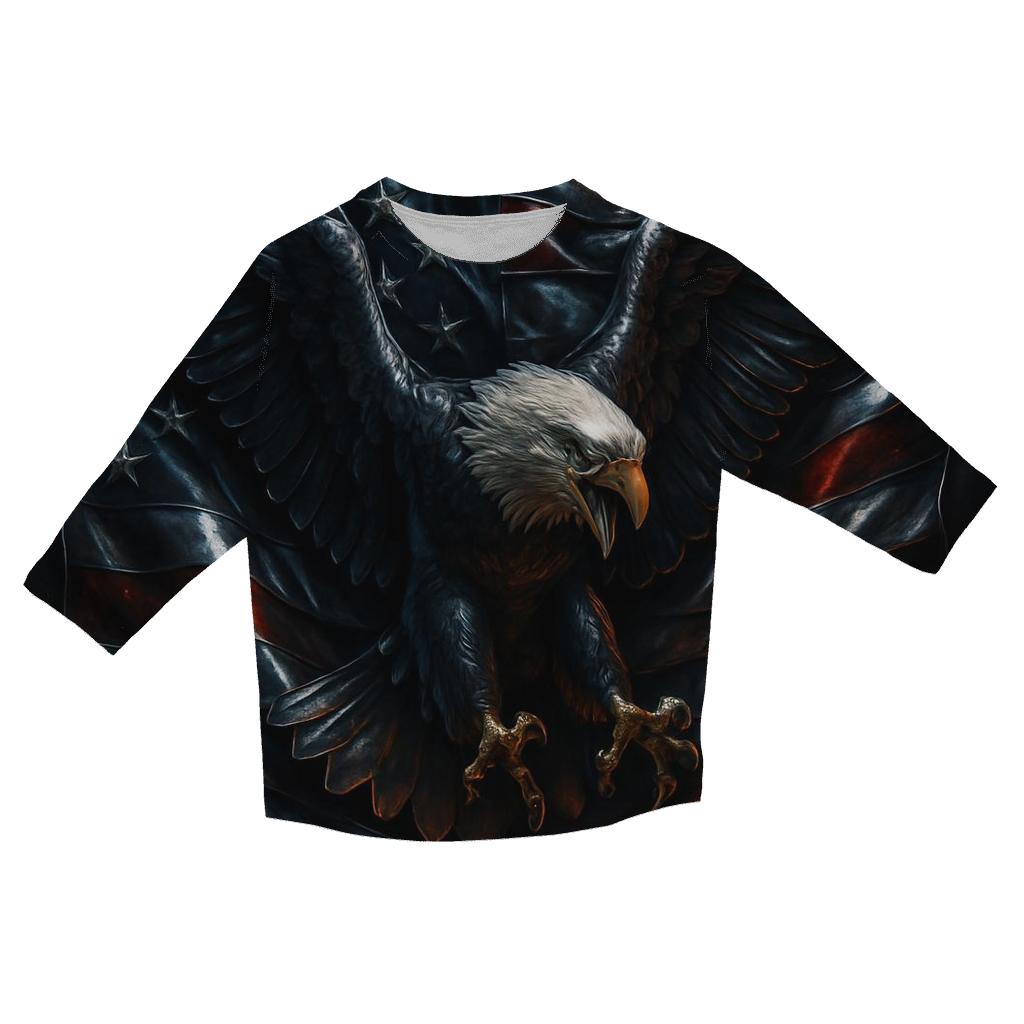 Steel Eagle Over Thunderfold Flag designer 3/4 sleeve blouses