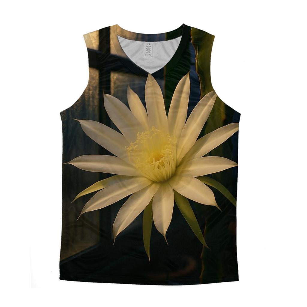 Night Blooming Cereus Under Greenhouse Condensation graphic print tank tops