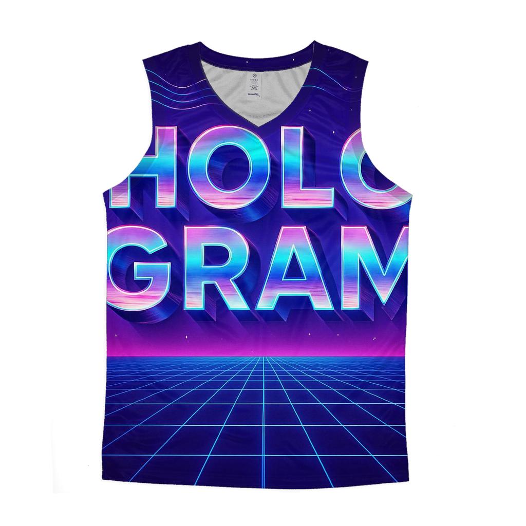 Retro Futurism Hologram Type Grid designer workout tanks