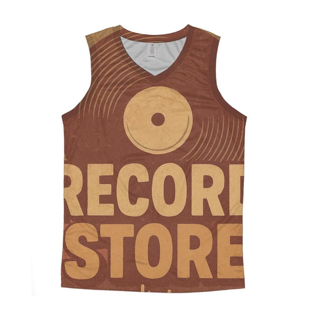 Weathered Vinyl Record Shop Window Poster sports performance tank tops