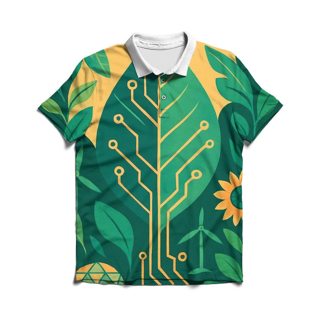Solarpunk Botanical Circuit Poster custom polo shirts
