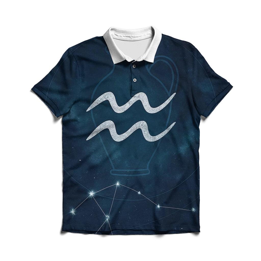 Aquarius Nebula Water Bearer Sigil casual sports polo shirts