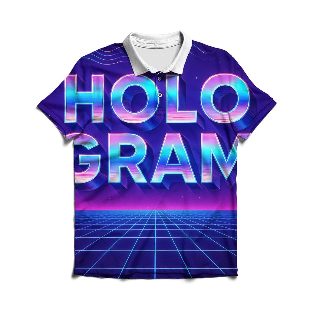 Retro Futurism Hologram Type Grid custom polo shirts