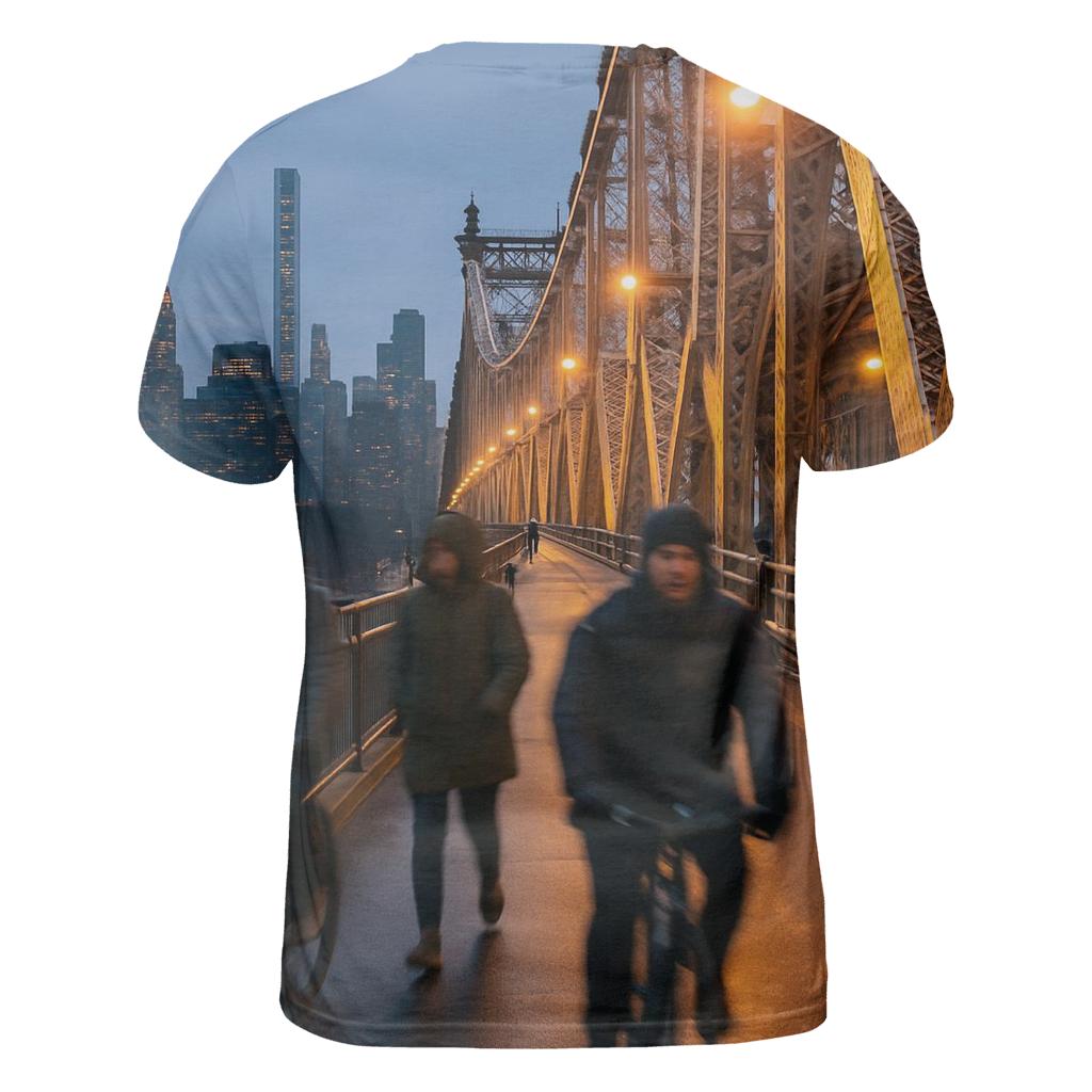 Dawn Commute Over The Queensboro Bridge unique graphic print tees