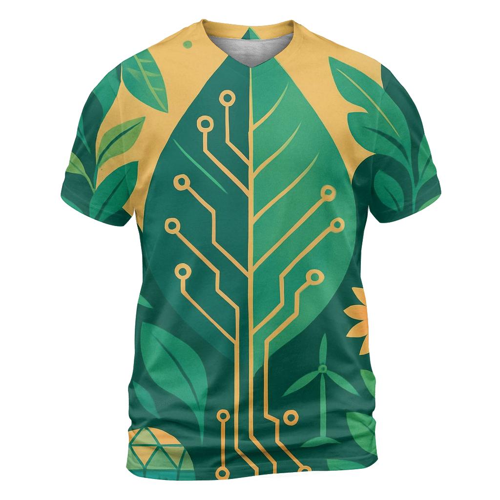 Solarpunk Botanical Circuit Poster custom all-over print shirts