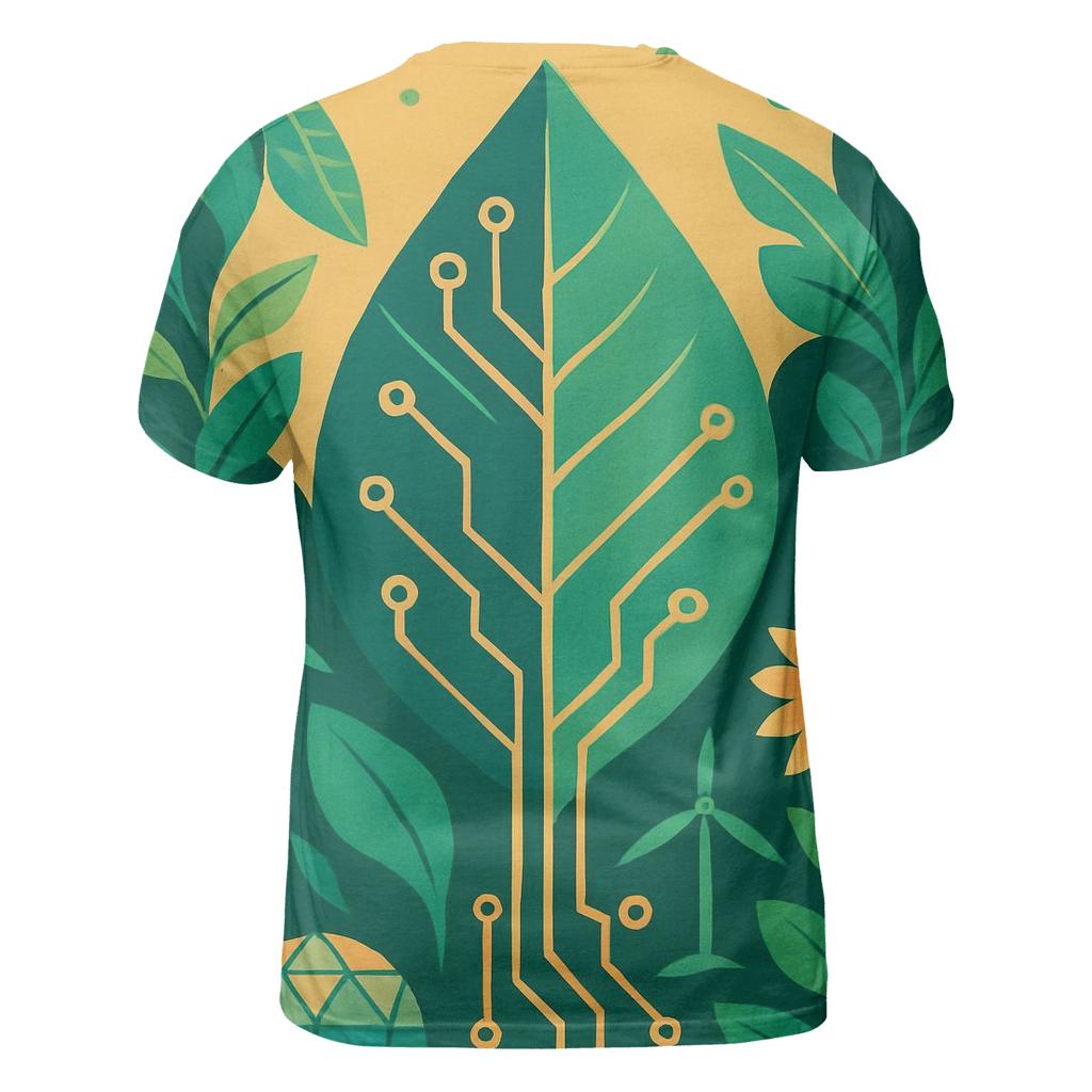 Solarpunk Botanical Circuit Poster custom all-over print shirts