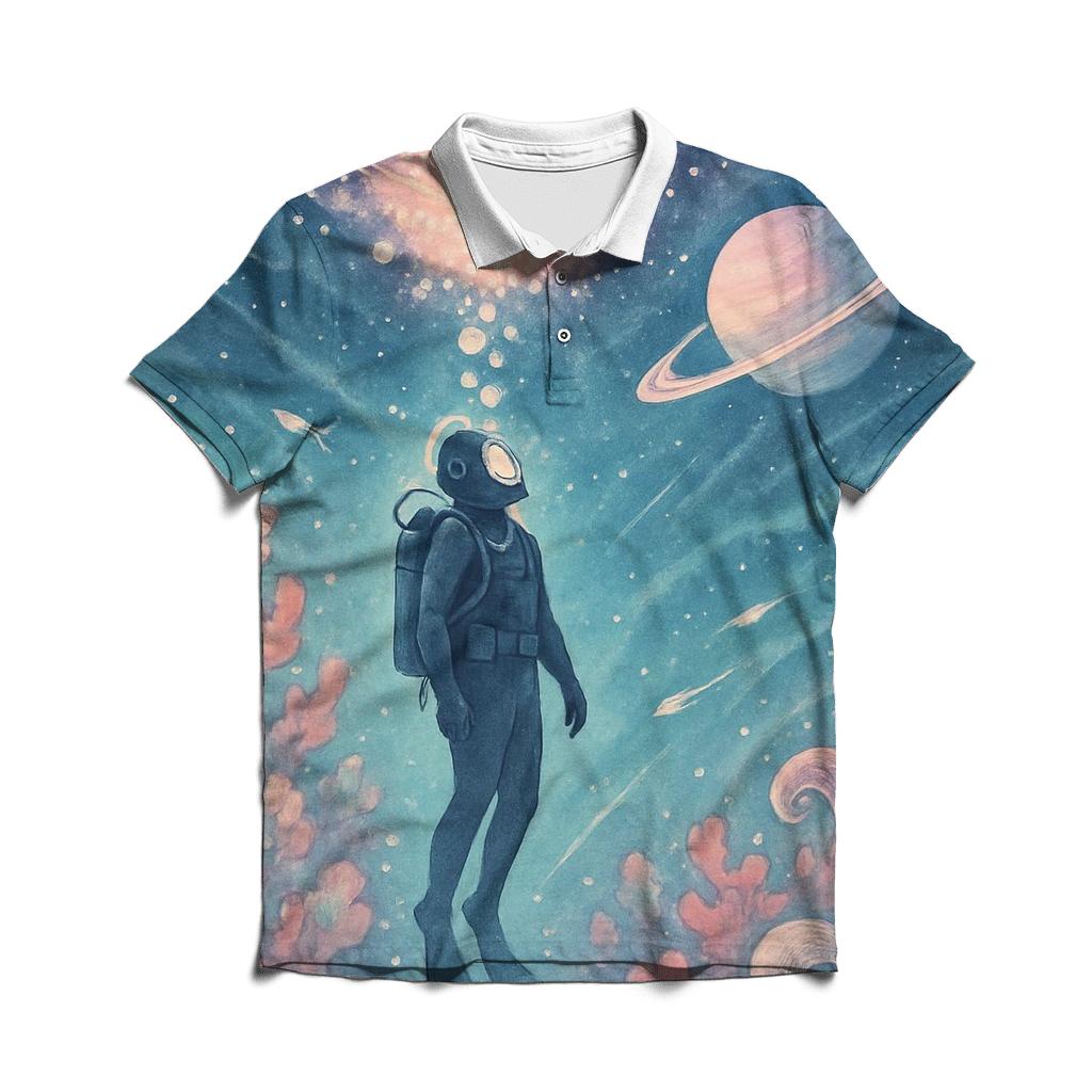 Coral Reef Of The Silent Supernova embroidered polo tops