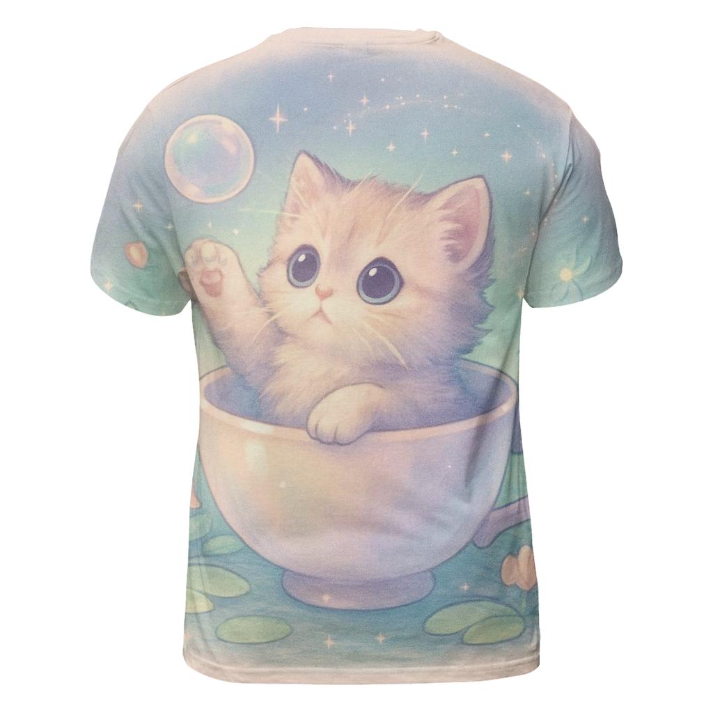 Moonlit Teacup Kitten Garden trendy printed shirt styles