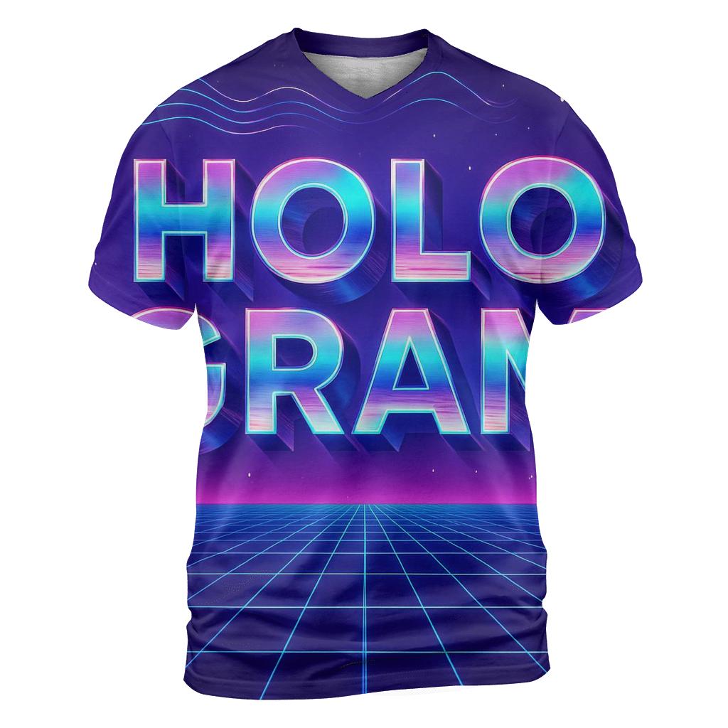 Retro Futurism Hologram Type Grid designer pattern shirts